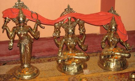 Ashtadhatu Deities of Sri Devi, Bhu Devi and Vimala Devi Installed at the Bhaktivedanta Ashram