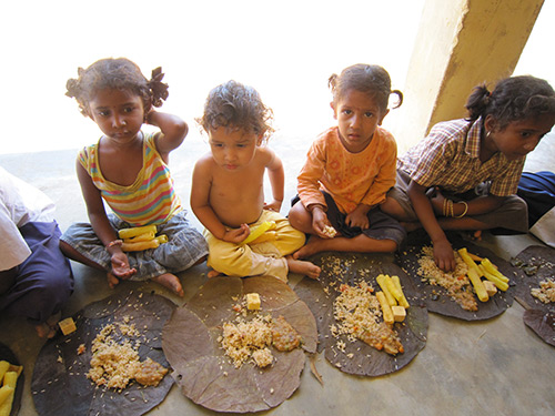 Food Distribution at School in Vijayaramapuram Village, Andhra Pradesh